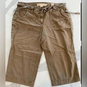 JCrew Chino Classic Twill Style 100% Cotton Brown Cropped Pants 8 City Fit EUC‎